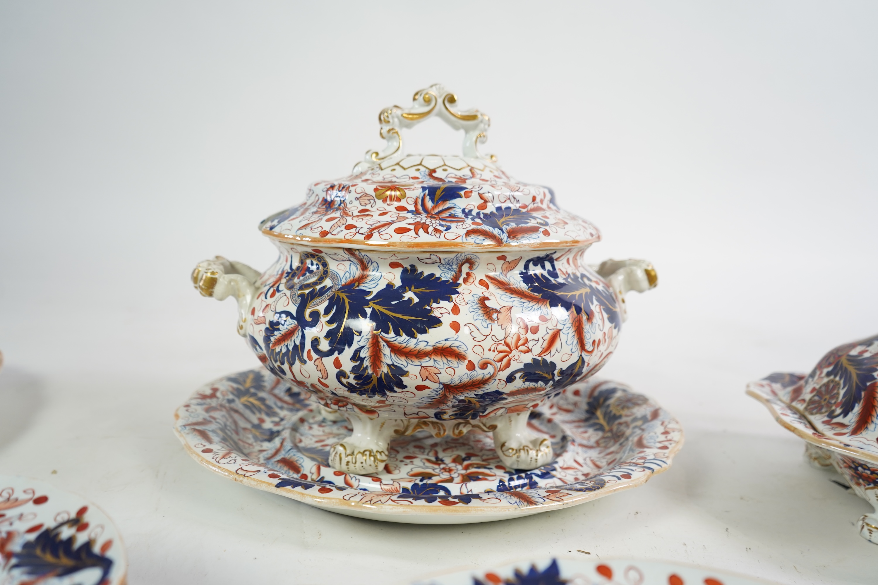 A Copeland & Garrett Imari pattern New Japan Stone part dinner service, c.1840